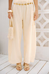 Striped pants with pockets - Yellow