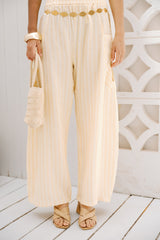 Striped pants with pockets - Yellow