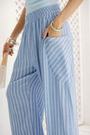 Striped pants with pockets - Blue