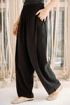ELASTIC WAIST CHIC PANTS -BLACK