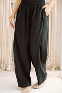 ELASTIC WAIST CHIC PANTS -BLACK