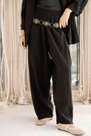 ELASTIC WAIST CHIC PANTS -BLACK