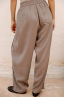 ELASTIC WAIST CHIC PANTS -CAFE