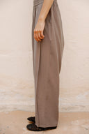 ELASTIC WAIST CHIC PANTS -CAFE