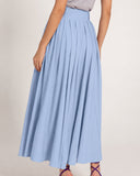 PLEATED CREPE SKIRT -BABY BLUE