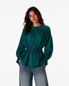PURE LINEN BLOUSE -Dark Green