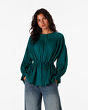 PURE LINEN BLOUSE -Dark Green