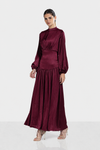 SOFT CRINKLE DRESS -MAROON