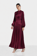 SOFT CRINKLE DRESS -MAROON