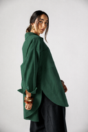 OVER SIZED LINEN SHIRT -DARK GREEN