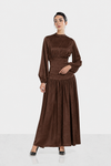 SOFT SATIN DRESS -BROWN