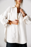 OVER SIZED LINEN SHIRT -OFF White