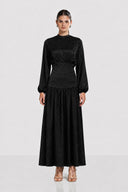 SOFT SATIN DRESS -BLACK