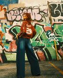 Washed Wide Leg Denim Pants