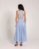 PLEATED CREPE SKIRT -BABY BLUE