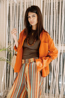 ELASTIC WAIST STRIPED PANTS -HAVAN