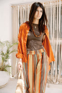 ELASTIC WAIST STRIPED PANTS -HAVAN