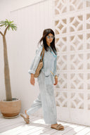 LINEAR LINEN SHIRT -BABY BLUE