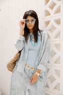 LINEAR LINEN SHIRT -BABY BLUE
