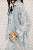 LINEAR LINEN SHIRT -BABY BLUE