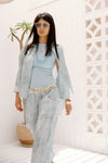 LINEAR LINEN SHIRT -BABY BLUE