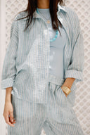 LINEAR LINEN SHIRT -BABY BLUE