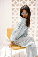 LINEAR LINEN SHIRT -BABY BLUE
