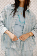 LINEAR LINEN SHIRT -BABY BLUE
