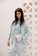 LINEAR LINEN SHIRT -BABY BLUE