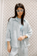 LINEAR LINEN SHIRT -BABY BLUE