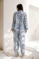 PATCHWORK LUXE SHIRT -BABY BLUE