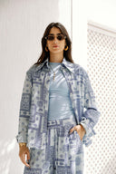 PATCHWORK LUXE SHIRT -BABY BLUE