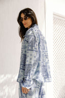 PATCHWORK LUXE SHIRT -BABY BLUE