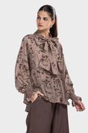 Mocha Bloom Blouse -GREIGE