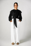 CROPPED COTTON T.SHIRT -BLACK