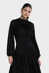 SOFT CRINKLE DRESS -BLACK
