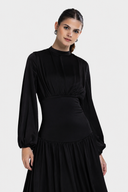 SOFT CRINKLE DRESS -BLACK