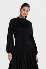 SOFT CRINKLE DRESS -BLACK