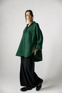 OVER SIZED LINEN SHIRT -DARK GREEN
