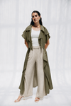 MINIMAL LONG CARDIGAN -OLIVE