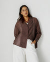 Sheer V-Neck SHIRT -BROWN