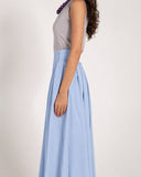 PLEATED CREPE SKIRT -BABY BLUE