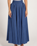 HIGH WAIST DENIM SKIRT -NAVY BLUE