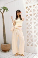 Striped pants with pockets - Yellow