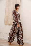 Embroidery Balloon pants -BROWN