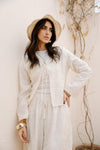 Floral Tie Blouse -OFF WHITE