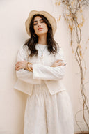 Floral Tie Blouse -OFF WHITE