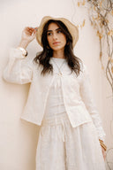Floral Tie Blouse -OFF WHITE