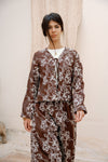 Floral Tie Blouse -BROWN