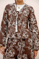 Floral Tie Blouse -BROWN